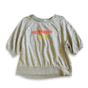 Old Navy Youth Small “Sunshine Soul” Grey Short Sleeve Sweatshirt Graphic-A252